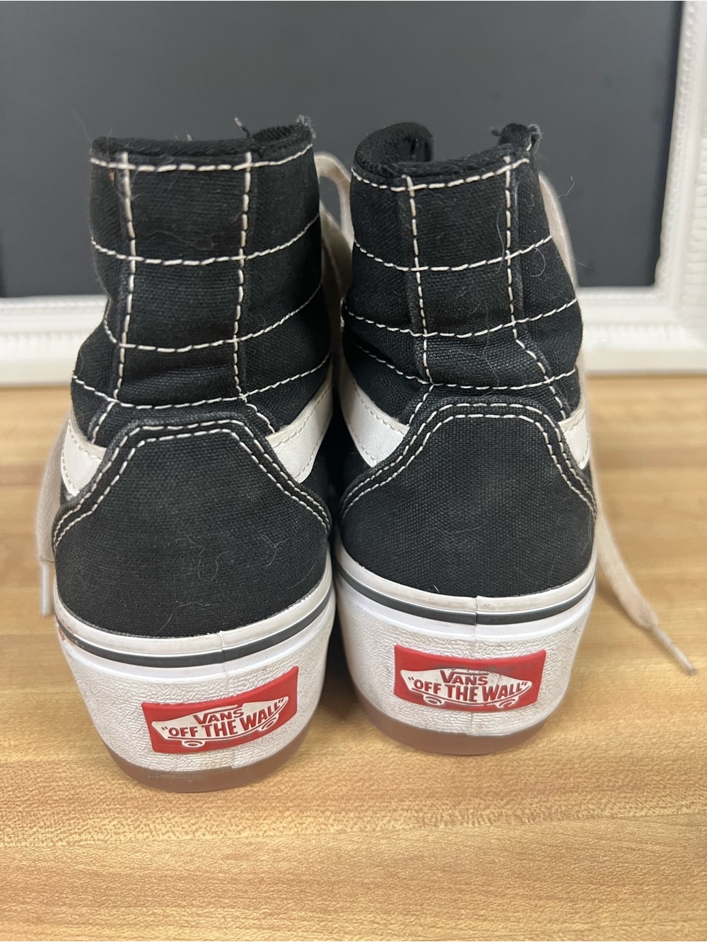 Vans Black and White Platform Sk8-Hi Sneakers - Picture 6 of 9